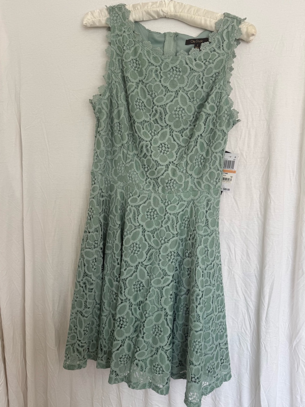City Studio Sage Green Lace Midi Dress